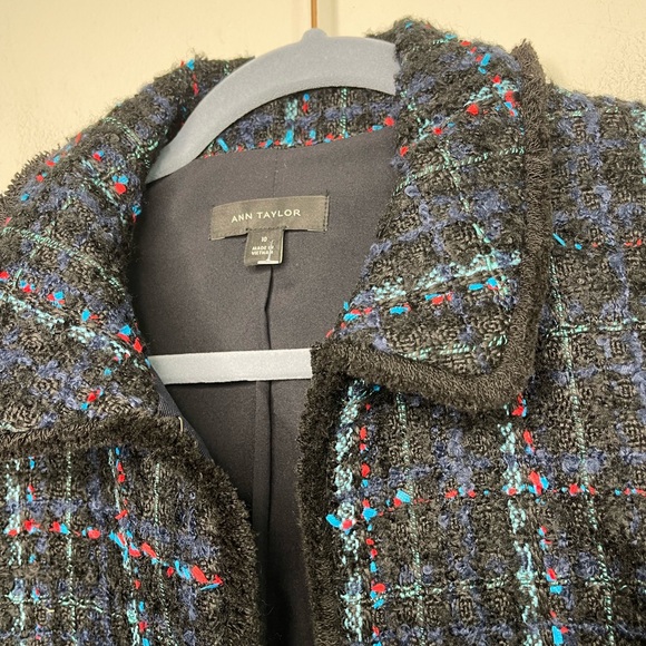 Ann Taylor NWOT Tweed Fringe Collared Career Elegant Blazer Sz 10 Old Money - Picture 5 of 11